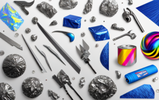 Various tools used for plastic foiling such as a heat gun