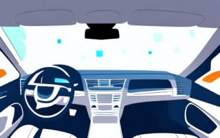 The interior of a car focusing on the windshield