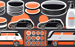 Various car detailing tools such as polishing pads