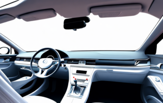 A car's plastic interior showing a before and after image of scratch removal