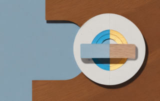 A sander smoothing a wooden surface with a visible difference between the old