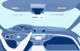 A car interior with various cleaning tools like a vacuum