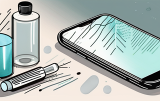 A smartphone with small scratches on the screen