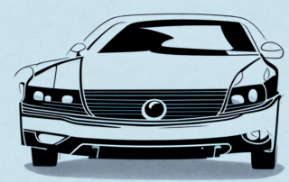 A shiny black car with visible scratches on its piano lacquer finish