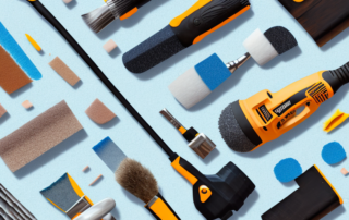 Various tools like a sandpaper