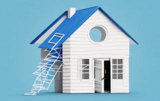 A safety net under a model of a house