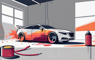A car in the process of being painted