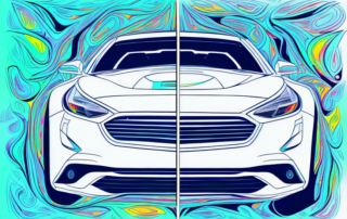 A car before and after color foil wrapping