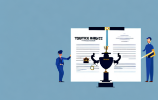 A trophy standing on a home insurance policy document