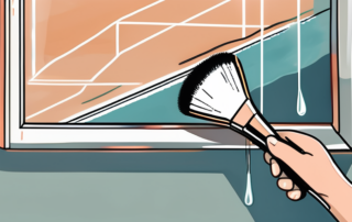 A mirror with a sealant being applied on its edges