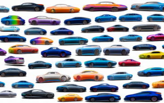 Various types of cars in different colors