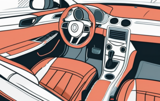 A car interior with focus on the upholstered seats