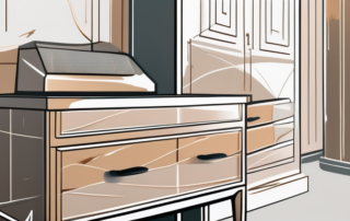 A piece of furniture with glossy clear coat finish