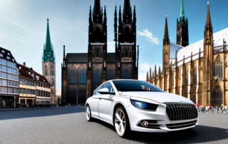 A sleek car with a glossy