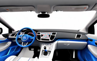 The interior of a car with a focus on the dashboard