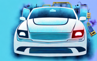 A car in a professional spray painting booth