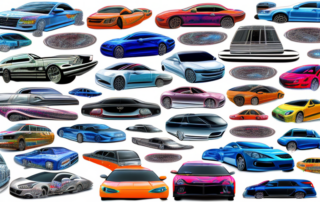 Several different types of cars