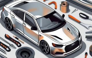 A car in the process of being wrapped in a glossy