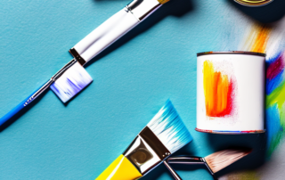 A paintbrush applying a fresh coat of paint on a chipped wooden surface