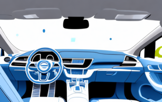 An interior view of a car with a focus on the plastic components like the dashboard