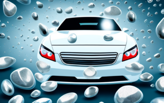 A car with a prominently displayed