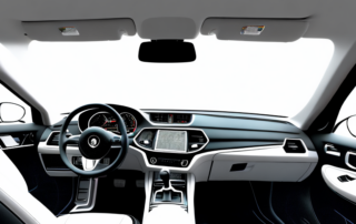 The interior of a black car