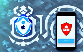 An iphone surrounded by a shield