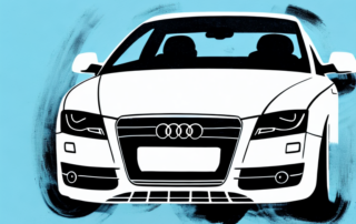 An audi car door partially painted