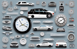Several different types of self-adhesive car clocks attached to various parts of a vehicle's interior