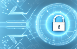 A computer with a locked padlock symbol on the screen