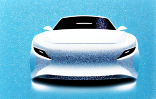 A sleek car covered in shimmering white glittery wrap