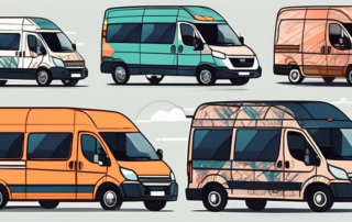 Various types of transport vans in different unique and creative foliation designs