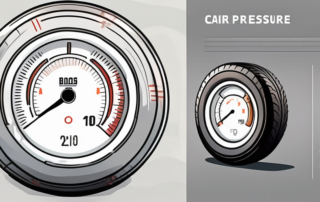 A pressure gauge inserted into a car tire