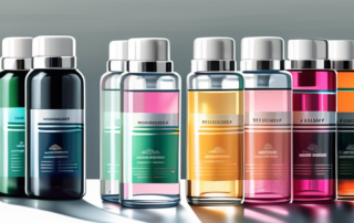 Several top-quality windshield washer concentrates in different colored bottles