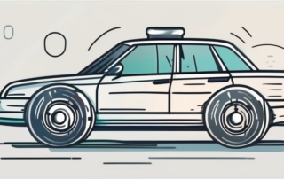 A car with a highlighted tire and a pressure gauge to represent the concept of optimal tire pressure settings