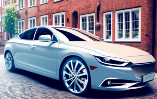 A sleek car with a glossy