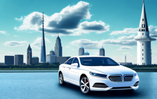 A sleek car with a glossy