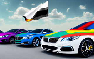 Several high-end cars with vibrant and diverse wraps