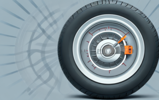 A hankook tire with a pressure gauge attached to it