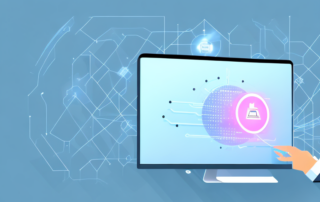 A usb stick being inserted into a computer with a shield symbol hovering over it