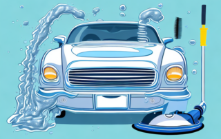 Various car detailing tools such as a vacuum