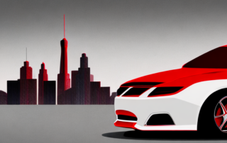 A sleek car with a vibrant