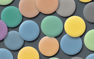 Various colored polishing pads arranged in a circular manner