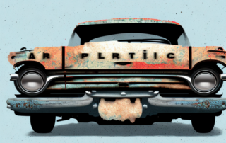 An old car with faded paint