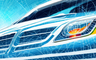 Various types of car window films displayed on different sections of a car's windshield