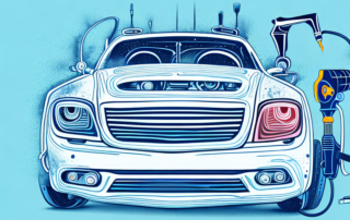 A car being painted with a spray gun