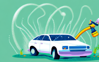 A car being washed with a garden hose