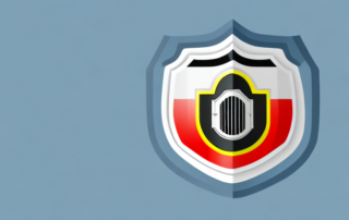 A german home with a safety shield symbol hovering over it