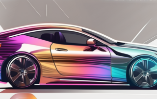 A car in the process of being wrapped in a glossy