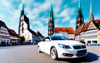 A car being cleaned and polished in a picturesque setting of ulm